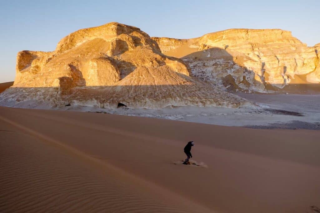 Sandboarding in White Desert